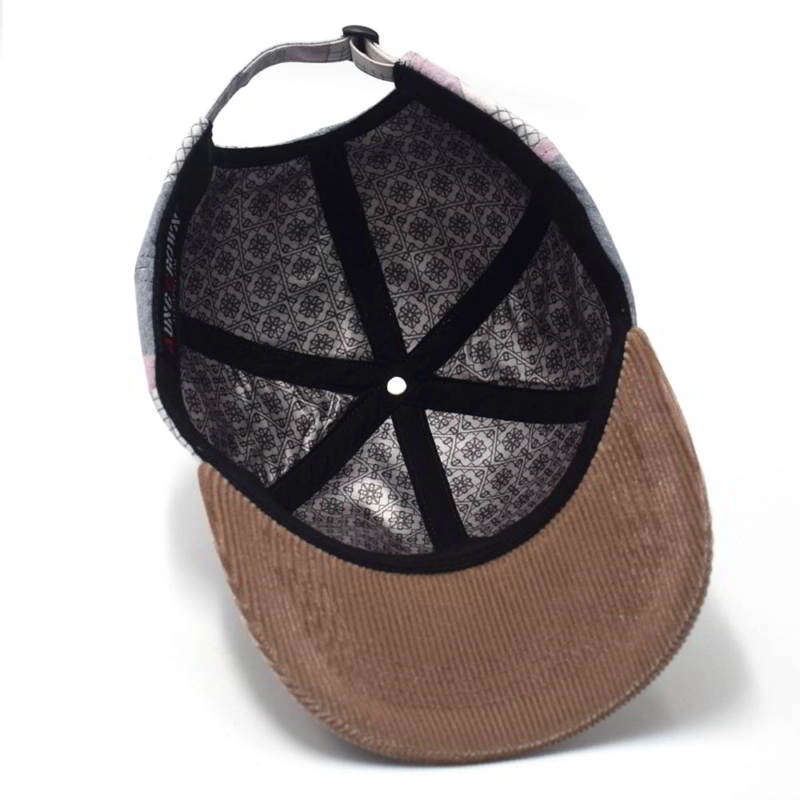 plain blank baseball caps custom, corduroy brim baseball caps, 6 panels baseball caps without logo 