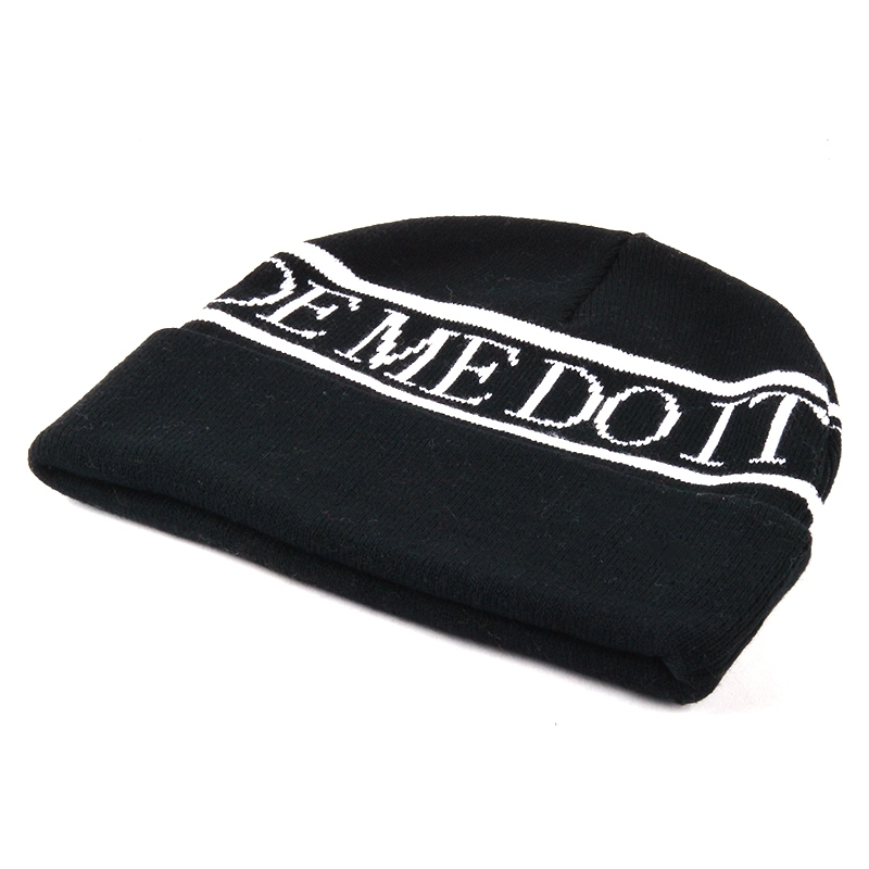 beanie hat black and white