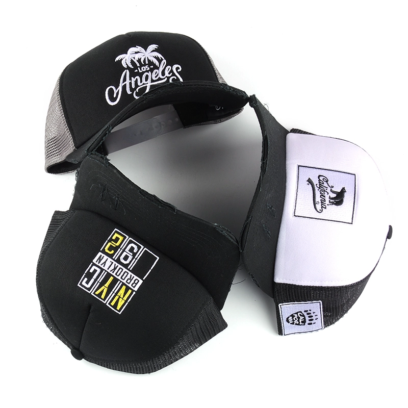 5 panels foam trucker caps, embroidery logo black trucker caps, distressed trucker cap mesh hats custom