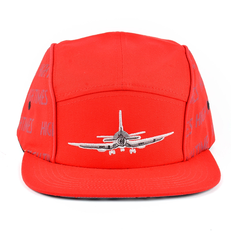 red 5 panels caps custom