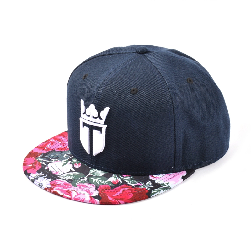 floral brim embroidery snapback hat, 3d embroidery cap manufacturer china, custom caps manufacturer china