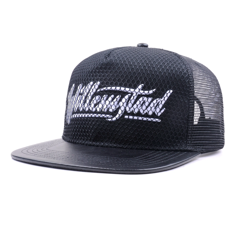 Flat Billed Trucker Cap with Mesh Back