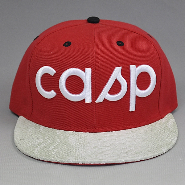 100% acrylic snakskin brim custom 3d embroidered snapback hats