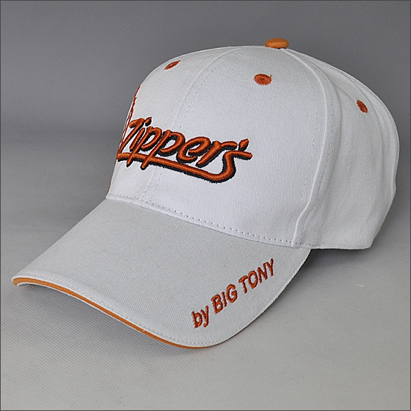 100 cotton white baseball cap with 3d embroidery