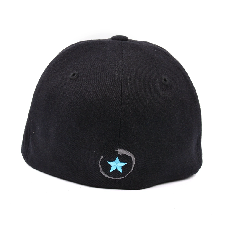 3d embroidery black fitted baseball cap