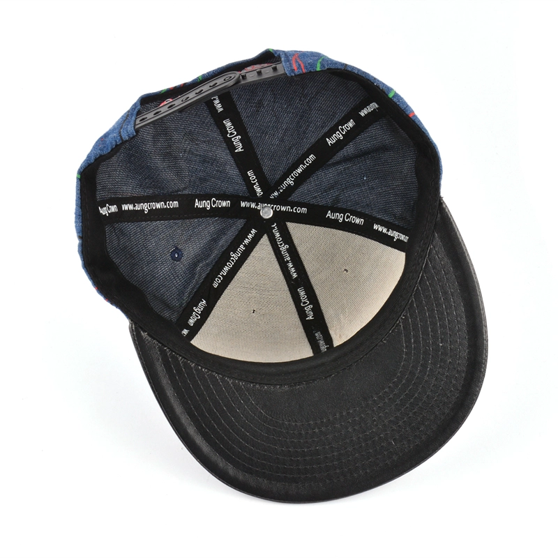 3d κέντημα δερμάτινο κενό δερμάτινο καπέλο snapback προσαρμοσμένο