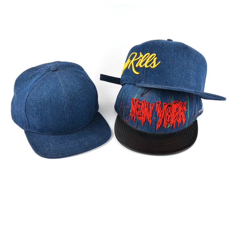 3d embroidery logo denim snapback hat custom