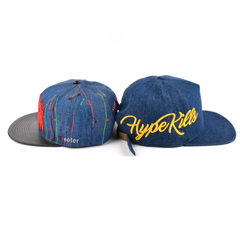 3d embroidery logo denim snapback hat custom