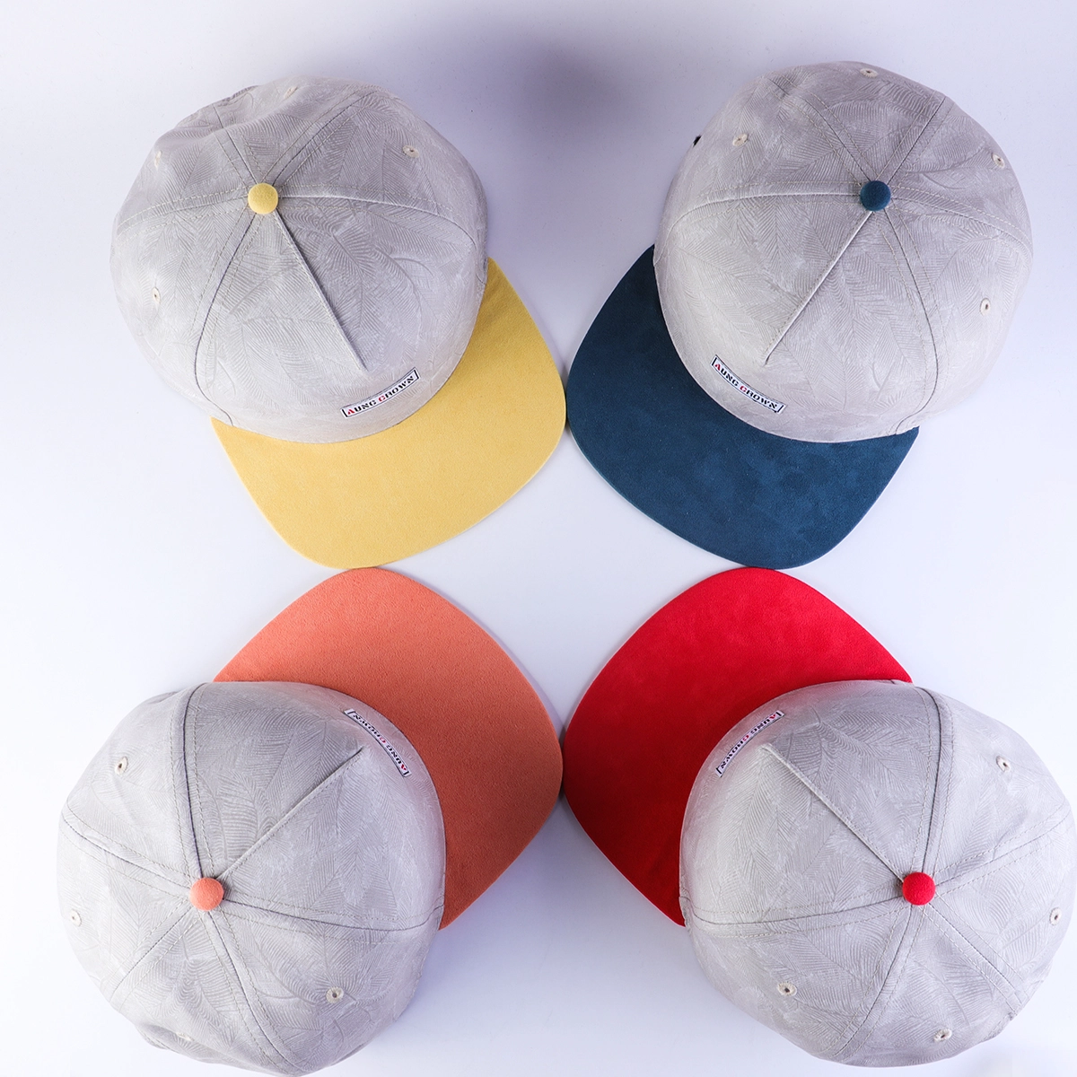 5 panels aungcrown patch suede brim flat snapback hats