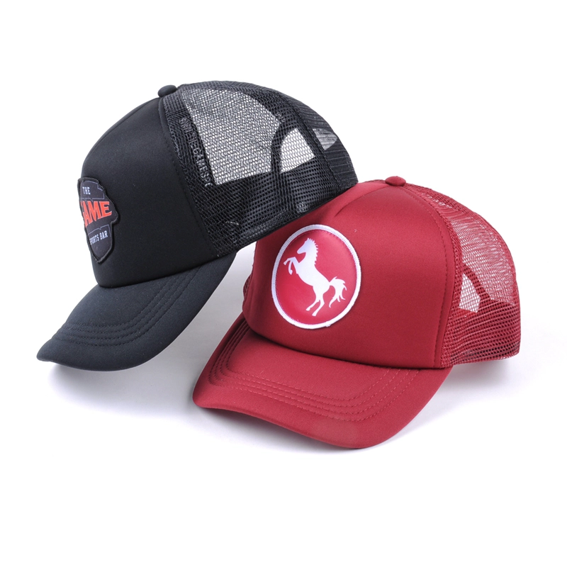 Gorras de camionero deportivas de espuma de parche con etiqueta de béisbol de 5 paneles