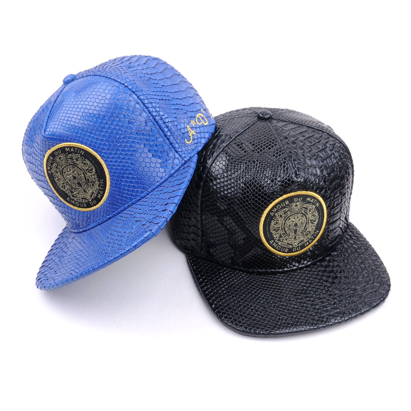 5 paneles bordados logo cuero snapback gorras proveedor personalizado