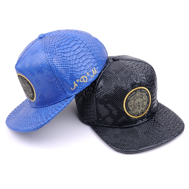 5 paneles bordados logo cuero snapback gorras proveedor personalizado