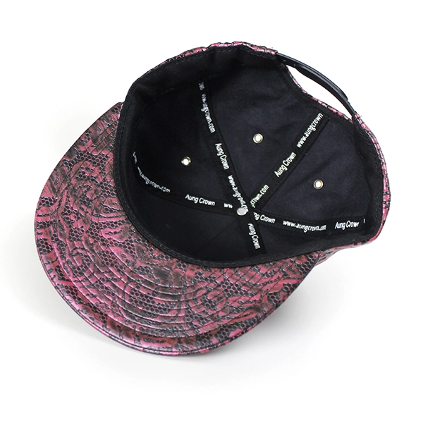 6 panel 100%leather strap hat