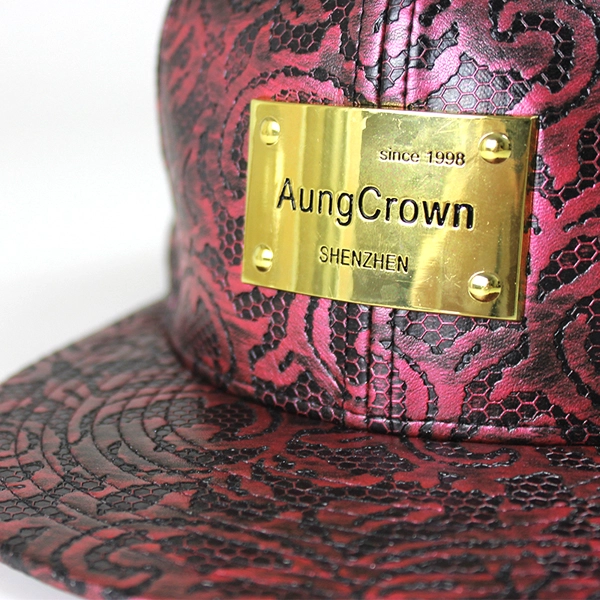 6 panel 100%leather strap hat