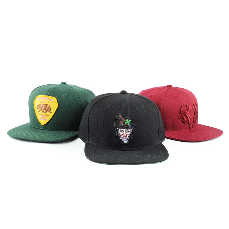6 panel flat brim acrylic snapback custom