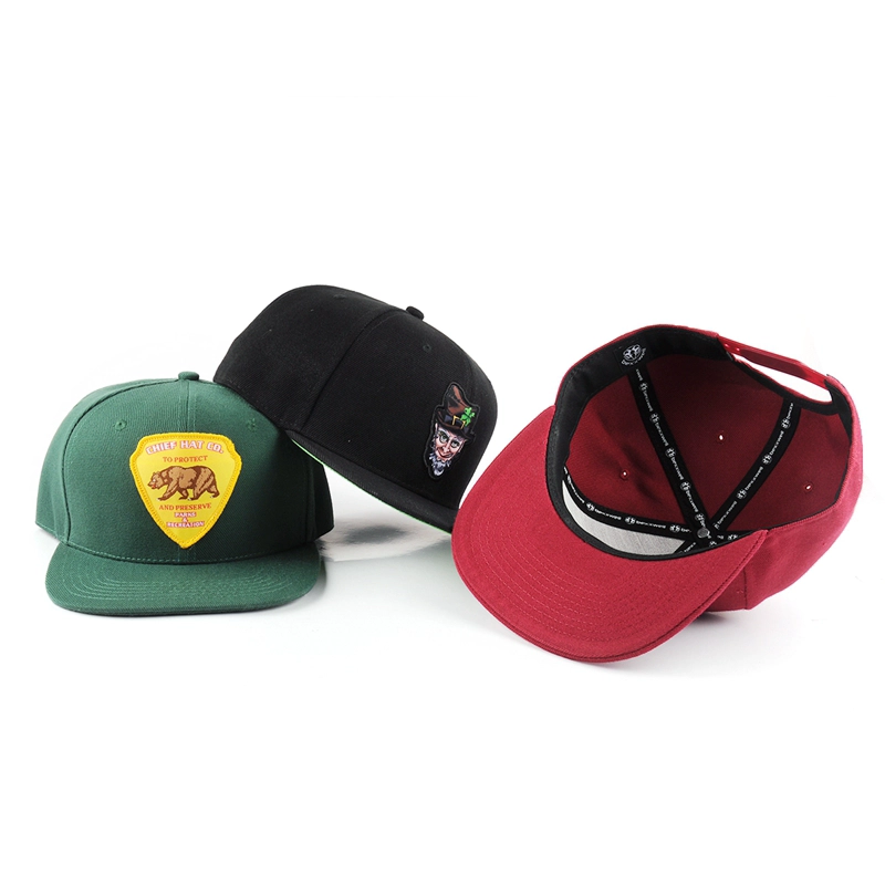 6 panel flat brim acrylic snapback custom