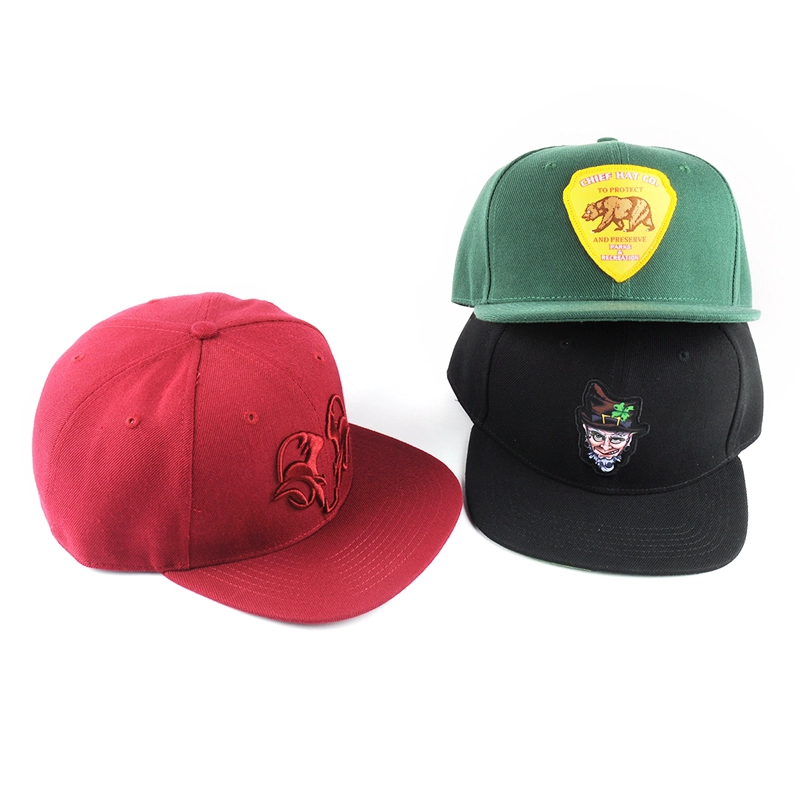 6 panel flat brim acrylic snapback custom