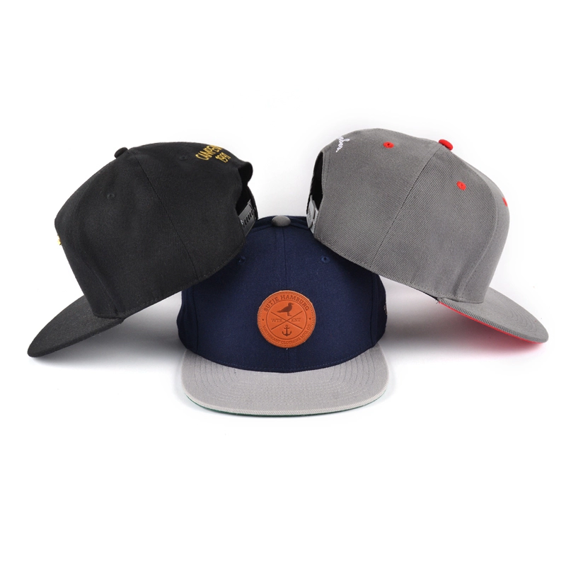 6 panel snapback cap with brand logo
