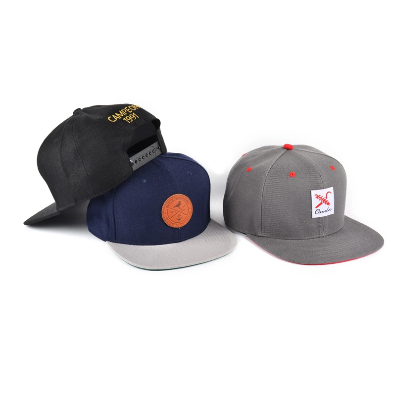 6 panel snapback cap with brand logo