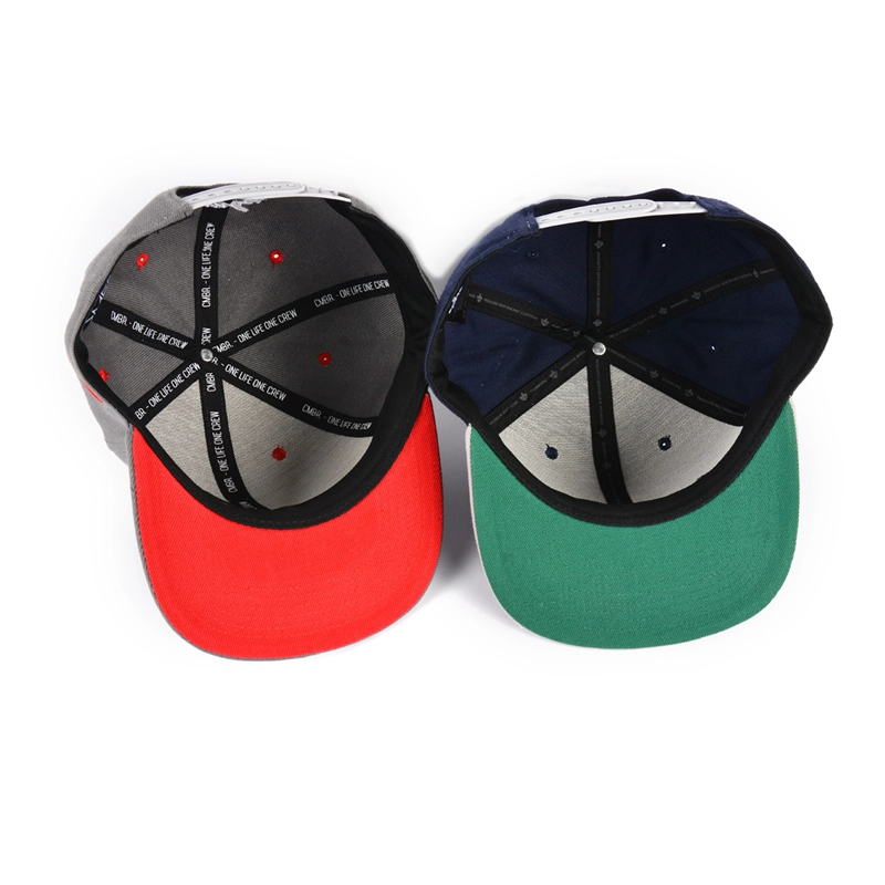 6 panel snapback cap with brand logo