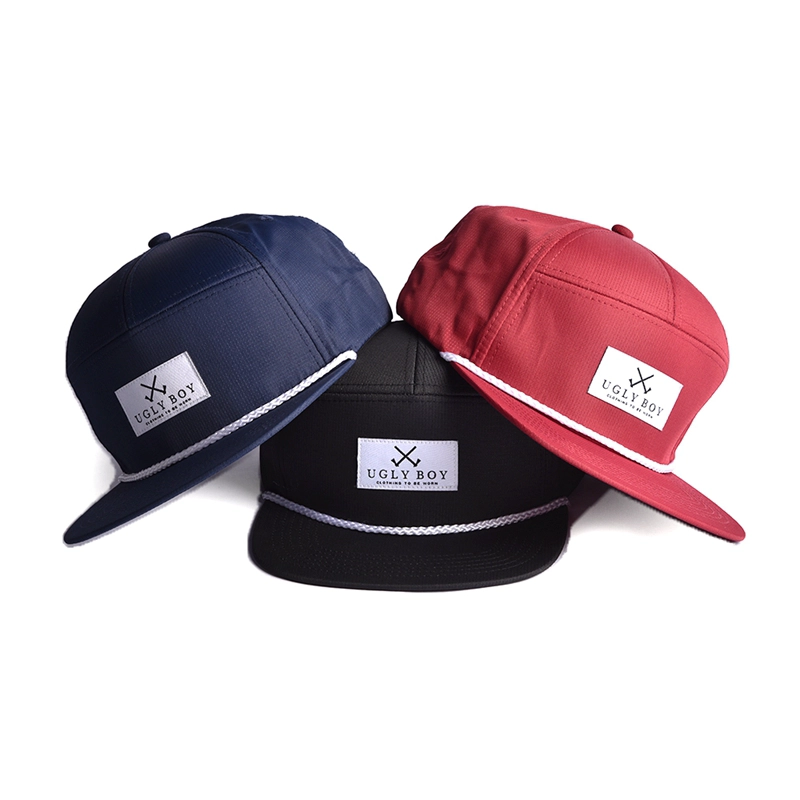 Logo apliques 7 paneles gorras snapback cuerda personalizada