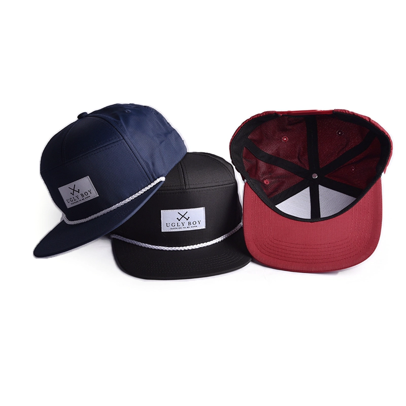 Logo apliques 7 paneles gorras snapback cuerda personalizada