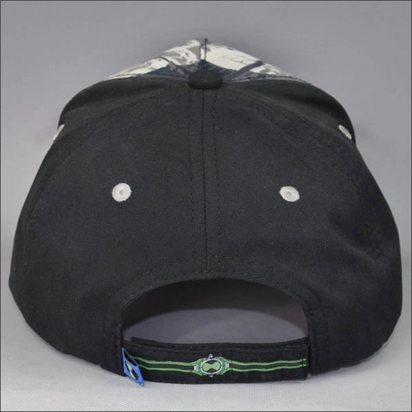 Casquillo negro de transferencia de calor de impresión de béisbol para niños