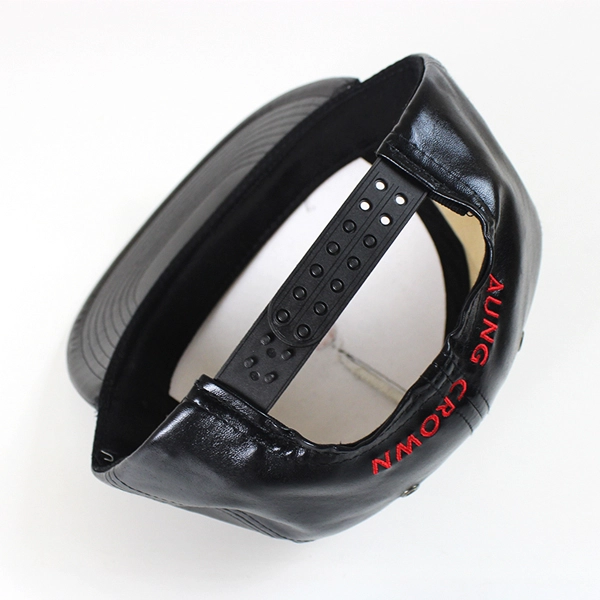 Black leather snapback hat wholesale custom,leather plain snapback cap