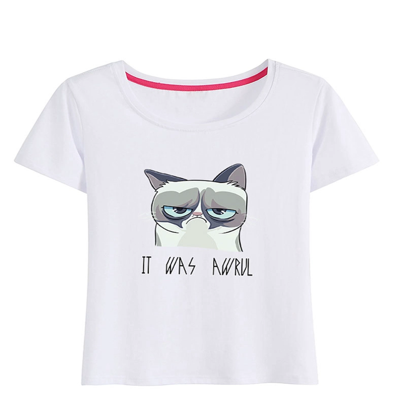 porcelana Camiseta linda del algodón del gato de la historieta para las mujeres fabricante