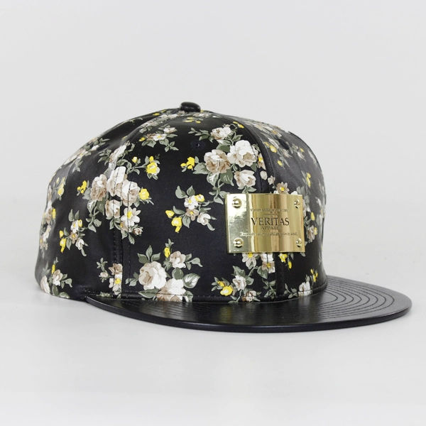Custom hawaii floral pattern printing leather strap snapback cap hat