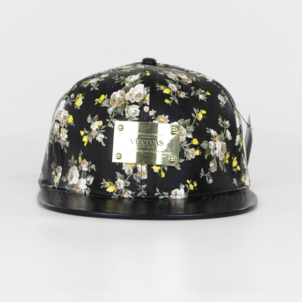 Custom hawaii floral pattern printing leather strap snapback cap hat