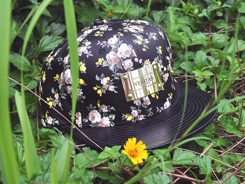 Custom hawaii floral pattern printing leather strap snapback cap hat