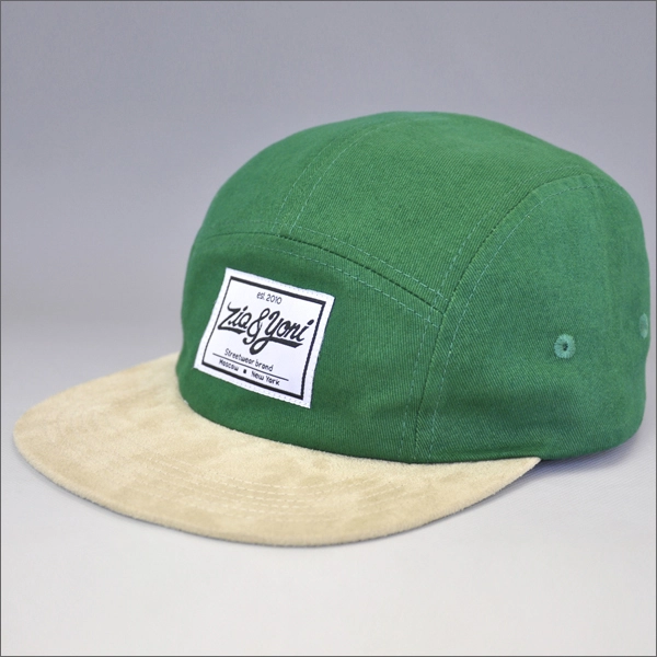 Custom woven label cotton 5 panel cap hat