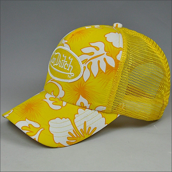 Floral stoffen mesh trucker cap