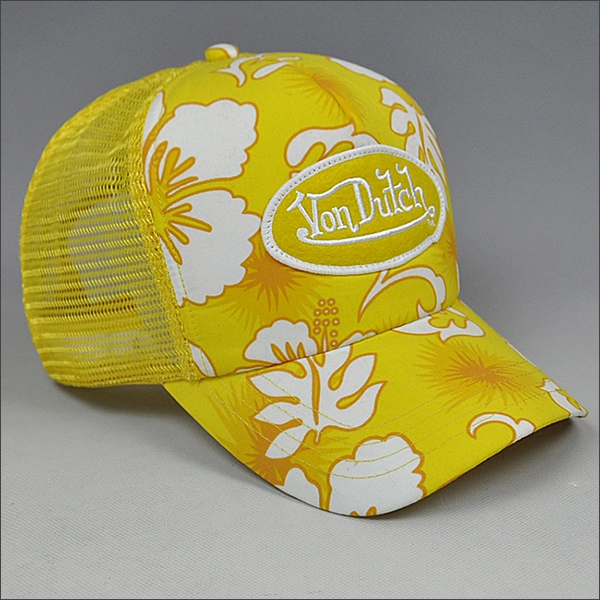Floral stoffen mesh trucker cap