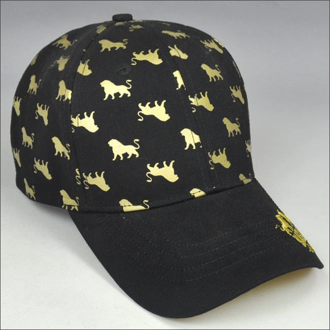 Or pleine impression casquette de baseball avec doublure intérieure