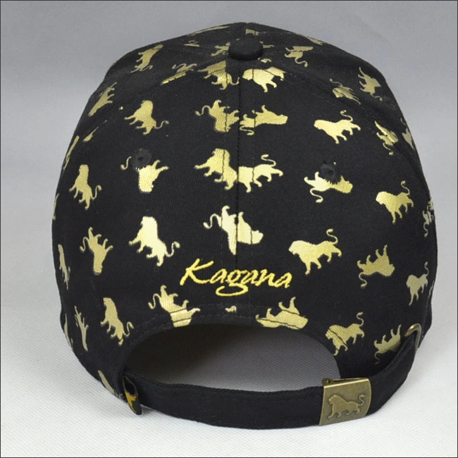 Or pleine impression casquette de baseball avec doublure intérieure