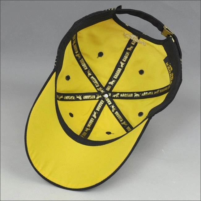 Or pleine impression casquette de baseball avec doublure intérieure