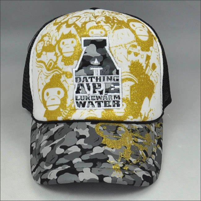 Chine Or poudre impression casquette de camionneur fabricant