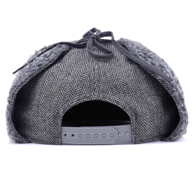 Γκρι μαλλί Snapback καλύπτει προσαρμοσμένο εργοστάσιο