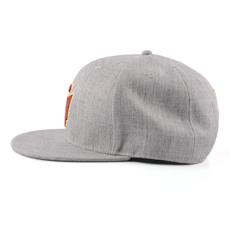High Quality Melton Wool Snapback Cap with 3D Embroidery