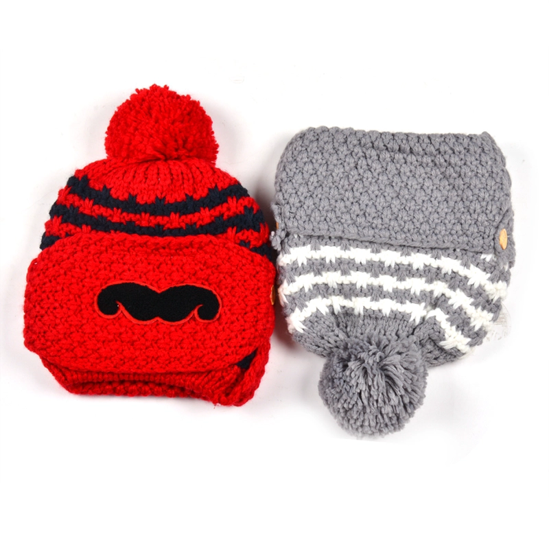 Jacquard Knit Pom Mützen