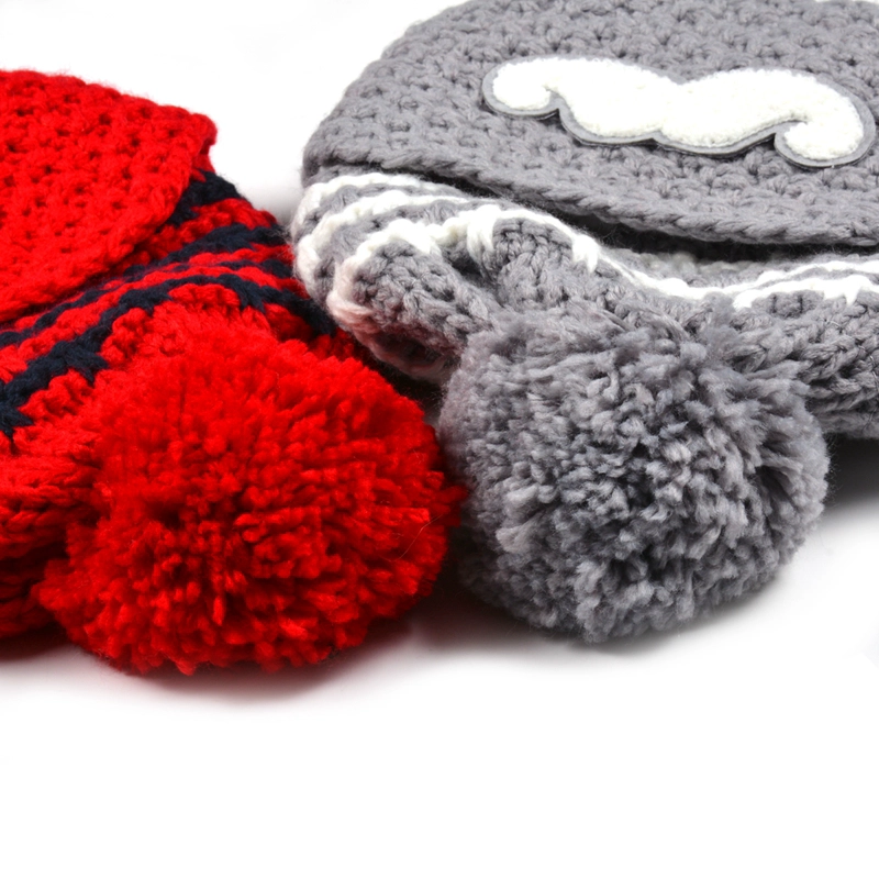Jacquard Knit Pom Mützen