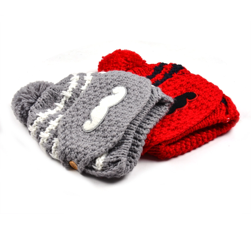 Jacquard Knit Pom Mützen