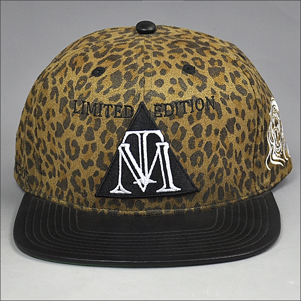 OEM animal printed embroidery snap back cap
