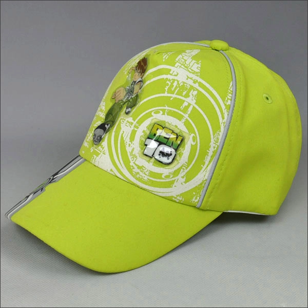 Impresión de los niños de béisbol de color verde amarillo cap