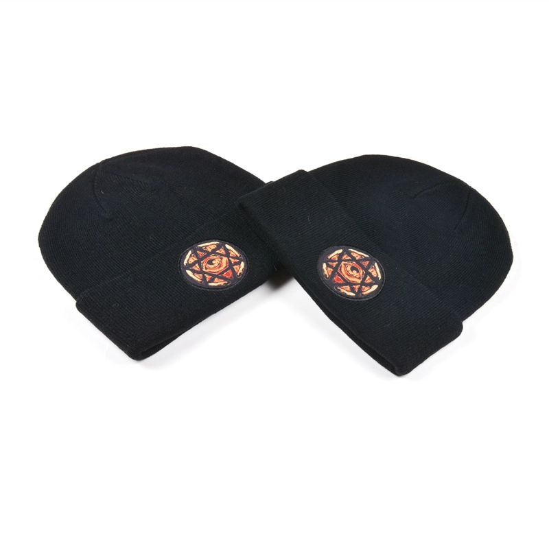 Applique Logo schwarz Strickmützen benutzerdefinierte Fabrik