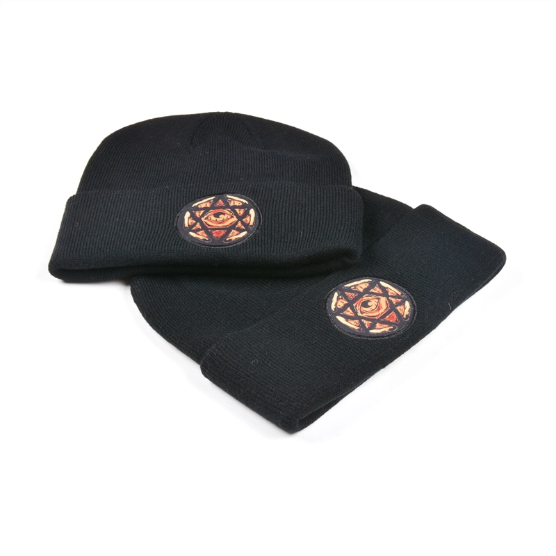 Applique Logo schwarz Strickmützen benutzerdefinierte Fabrik