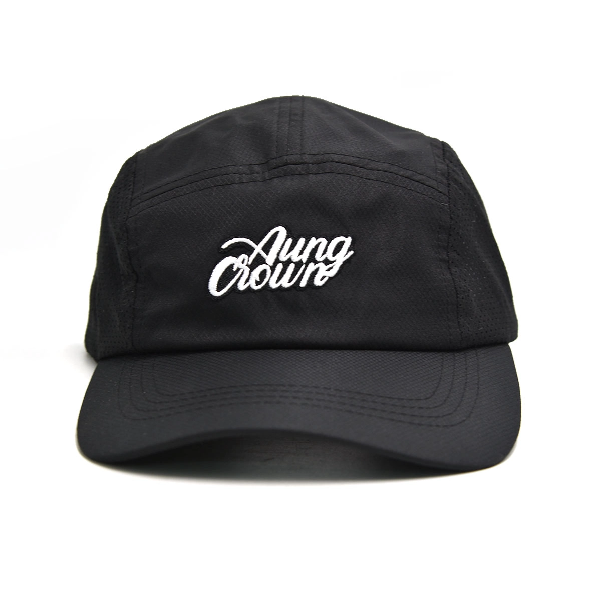aungcrown embroidery logo black quick-drying fabric sports caps