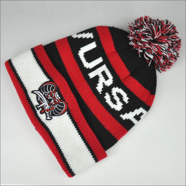 gorros bordados na China, chapéus de inverno personalizados com bola na parte superior